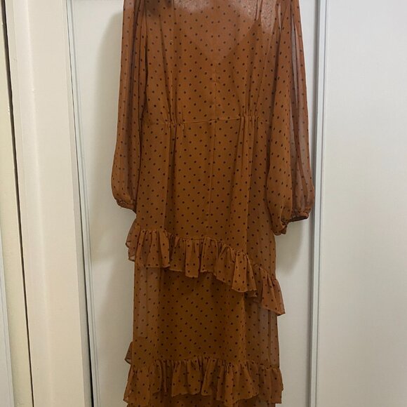 Burnt Orange Zara Dress with Black Polka-dots - Picture 2 of 5
